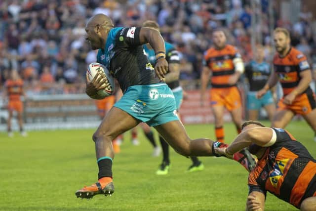 Robert Lui scores Leeds Rhinos' third try at Castleford on Friday.