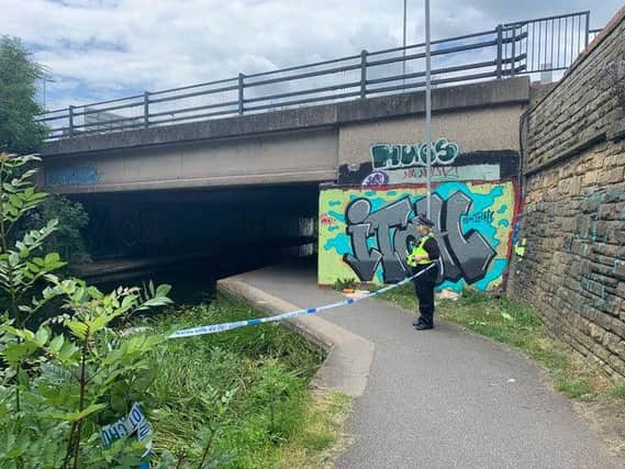 Police cordon off Leeds Liverpool Canal towpath by the inner ring road