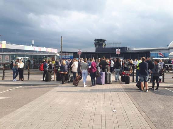 Leeds Bradford Airport was evacuated after the fire alarm went off (Photo: @Teabeetle)