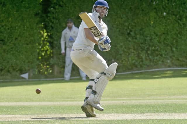 Robert Greenwood, of St Chads, hits four runs as they run up 427 against Divisin 3 rivals Green Lane. PIC: Steve Riding