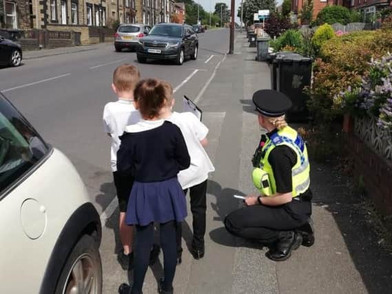 Primary school children speedgunning drivers. Photo: West Yorkshire Police