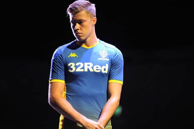 READY: Leeds United's Bailey Peacock-Farrell in the club's new goalkeeping jersey.