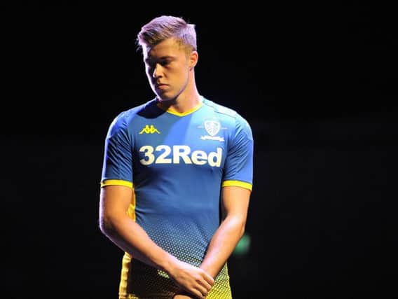 READY: Leeds United's Bailey Peacock-Farrell in the club's new goalkeeping jersey.