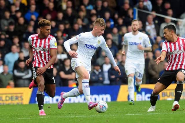 IN THE BEGINNING: Jack Clarke on his Leeds United debut against Brentford last October.