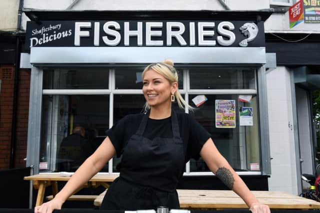 Amy Driffield, co-owner of Shaftesbury Fisheries, Harehills Road, Leeds, is a Manbassador as she serves fish and chips, looking out for anyone struggling with their mental health.