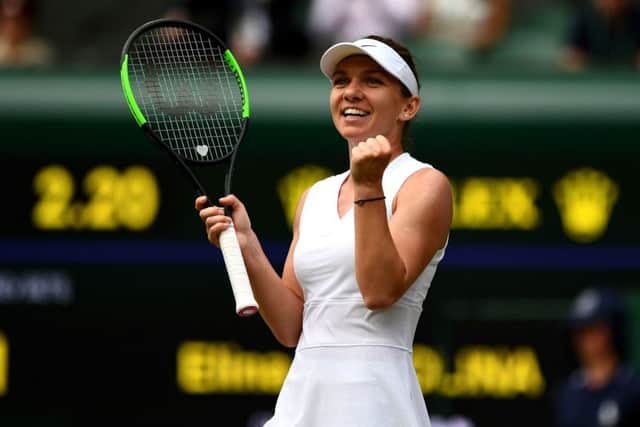 Simona Halep celebrates victory over Elina Svitolina. Picture: Victoria Jones/PA
