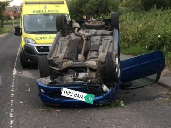 A car crash in Tingley. Photo provided by WYP Roads Policing Unit.