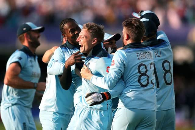 England celebrate winning the ICC World Cup during the ICC World Cup Final at Lord's. Picture: Nick Potts/PA