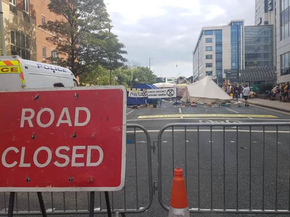 Traffic chaos has hit Leeds due to protesters setting up camp overnight