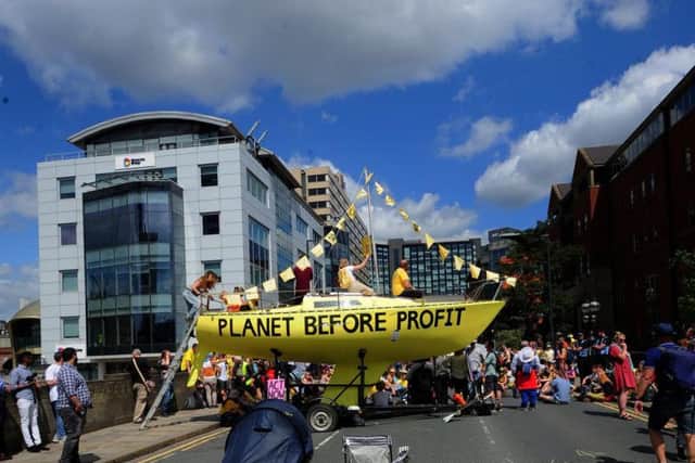 Bus services will be diverted in Leeds due to protesters blocking the roads.
