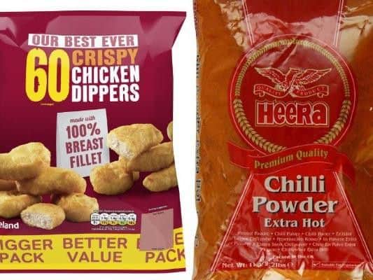 Food items were recalled over fears they contain plastic and salmonella (Photo: Iceland/Amazon)