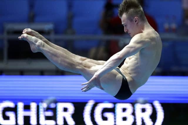 Jack Laugher of Great Britain competes in the semi-finals of men's 3-metre springboard diving at the World Swimming Championships in Gwangju, South Korea. Picture: AP/Mark Schiefelbein.