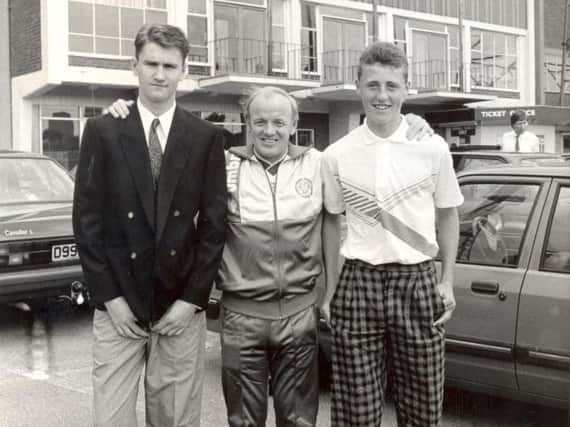 The photo shows United manager Billy Bremner with Paul (left) and Andy.