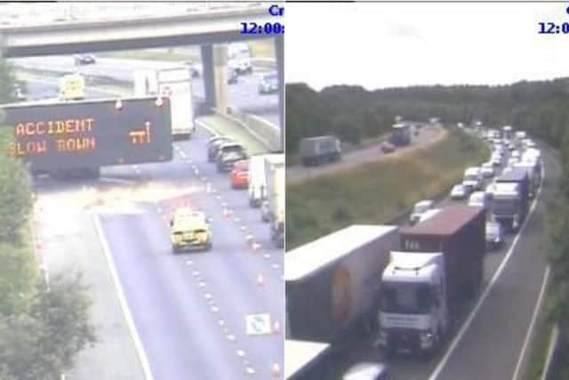The crash is causing long delays on the M1 northbound