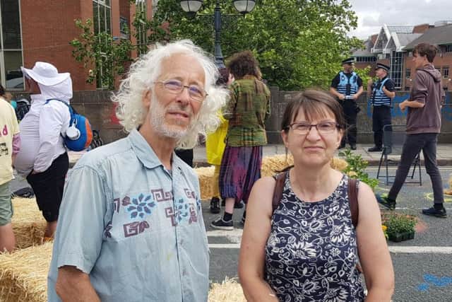Protesters Anthony Whitehouse, aged 67, with Lesley Hawthorn, aged 58.