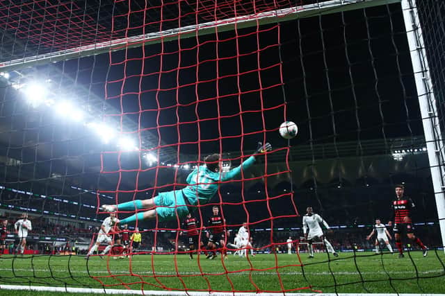 SCREAMER: Western Sydney Wanderers goalkeeper Nicholas Suman dives in vain as Leeds United's Pablo Hernandez fires in an unstoppable 95th-minute winner in Saturday's 2-1 victory at Bankwest Stadium. Photo by Matt King/Getty Images.