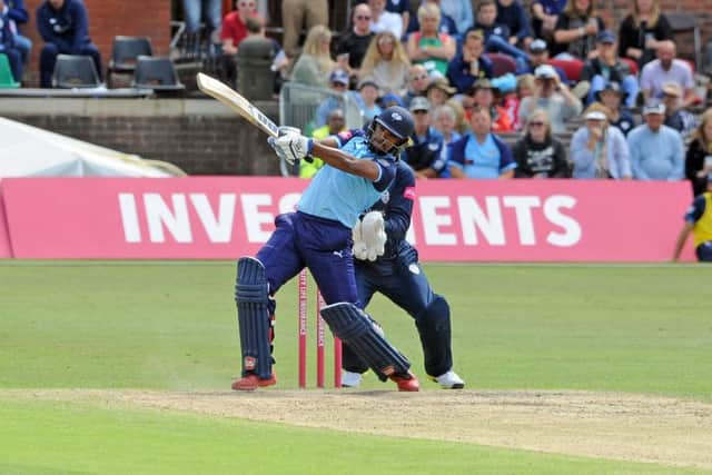 Making his bow: Yorkshire's Nicholas Pooran. Picture: Tony Johnson