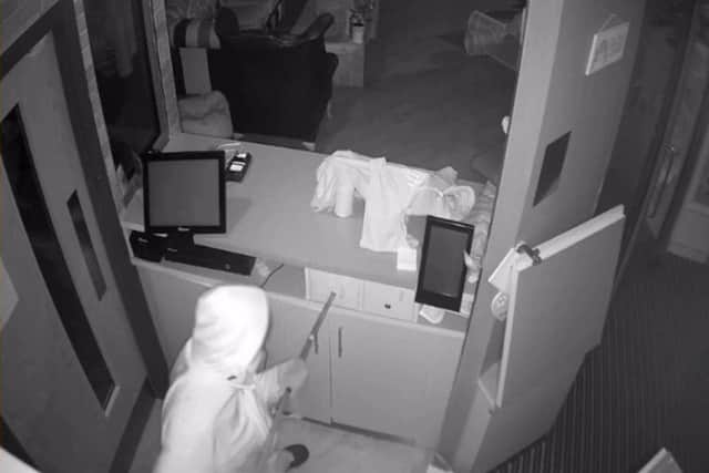Still from the CCTV footage of the break-in at Leeds Kitty Cafe.