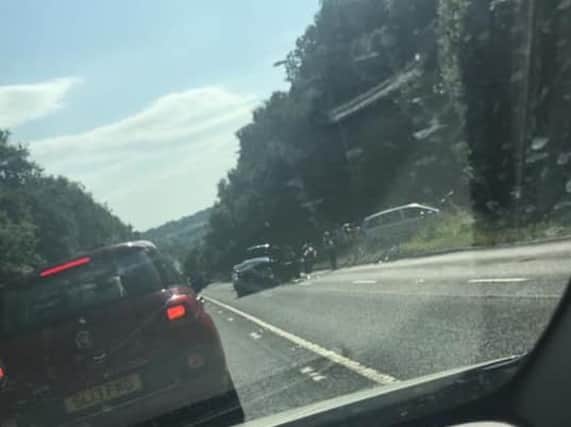 The crash in Horsforth and standstill traffic on the Ring Road. (Credit: Hannah Chew)