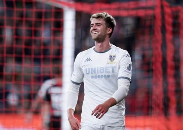Patrick Bamford sees the funny side after missing a chance against Western Sydney Wanderers this week. Picture: Getty Images.