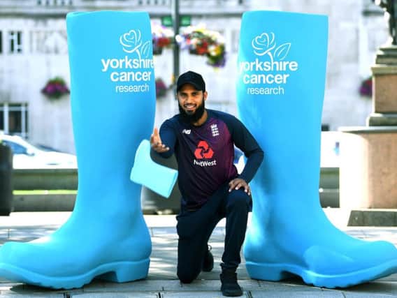 Yorkshire and England cricketer Adil Rashid shows his support for the Give it Some Welly campaign. Picture: Jonathan Gawthorpe