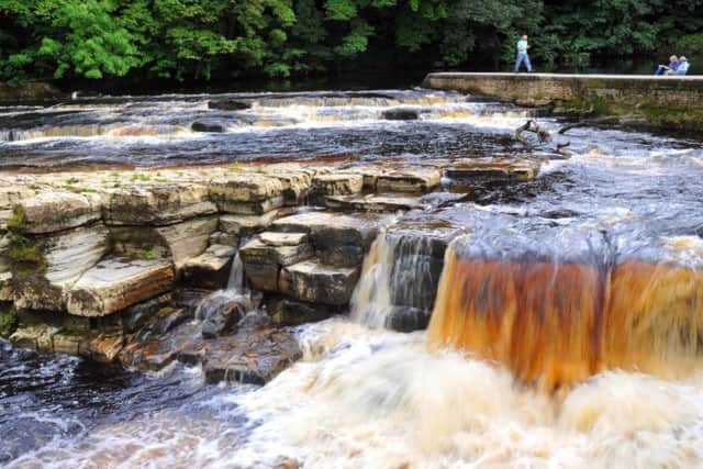 The Falls on the River Swale in Richmond, where a man hit his head while jumping in the river to cool off on Britain's hottest day on record