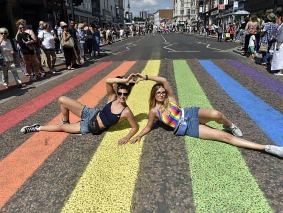 Rainbow crossing on Vicar Lane, painted for last year's Leeds Pride