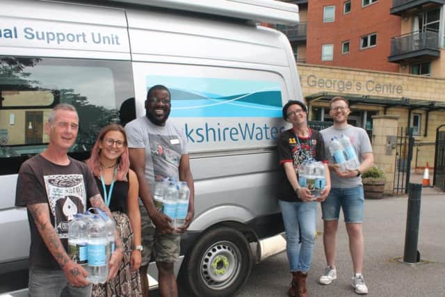 Yorkshire Water dropped off 480 bottles of water to St George's Crypt in Leeds