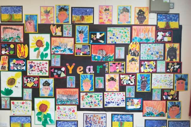 Year 1 artwork at the tribute art show to Clapgate Primary School teacher Carry Franklin.