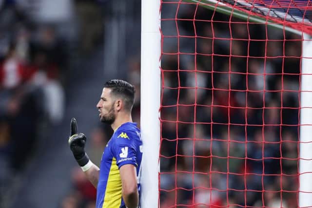 BETTER: Leeds United goalkeeper Kiko Casilla was beaten at his near post but then made same important saves to deny Cagliari Calcio a second goal. Photo by Matt King/Getty Images.