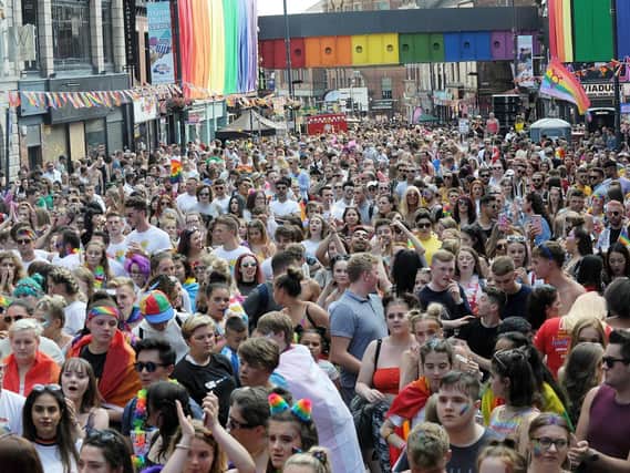 Leeds Pride 2018 on Lower Briggate.
