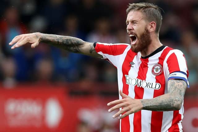 BRENTFORD, ENGLAND - JULY 27: Pontus Jansson of Brentford reacts during the Pre-Season Friendly match between Brentford and AFC Bournemouth at Griffin Park on July 27, 2019 in Brentford, England. (Photo by Jack Thomas/Getty Images)