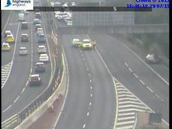 Traffic on the M621 was at a standstill (Photo: Highways England Yorkshire).