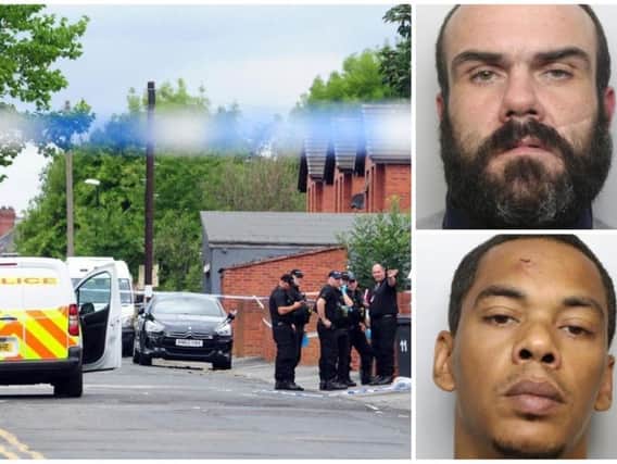 Jonathan Gledhill (top right) and Steven Grey will be sentenced alongside three others for the fatal shooting of Christopher Lewis in Chapeltown last year