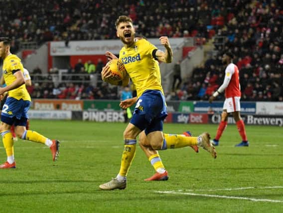 POLEAXED: Leeds United's Mateusz Klich nets the first part of his brace in the 2-1 win at Rotherham United back in January. Photo by George Wood/Getty Images.
