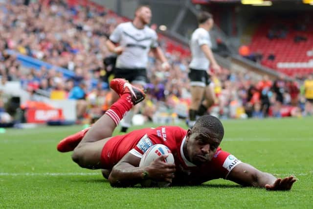 Huddersfield Giants Jermaine McGillvary will provide a significant threat against Leeds Rhinos on Friday. PIC: Richard Sellers/PA Wire