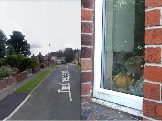 The Crescent, Tingley (left: Google) and waste in the 'problem house' (right)