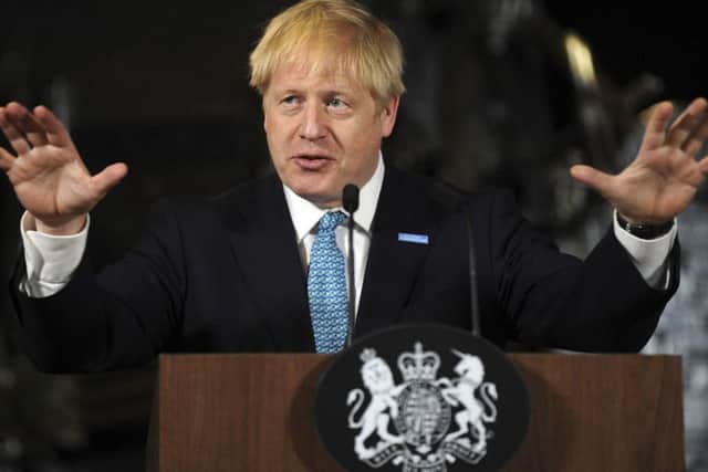 Boris Johnson gives a speech in Manchester
