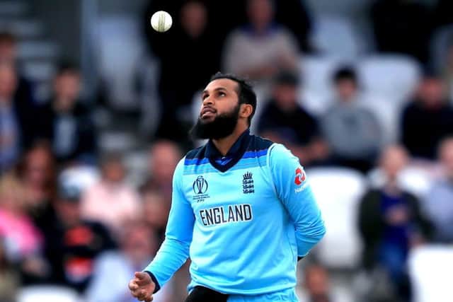 England's Adil Rashid celebrates catching Sri Lanka's Jeevan Mendis out off his own bowling during the World Cup at Headingley. Picture: Simon Cooper/PA