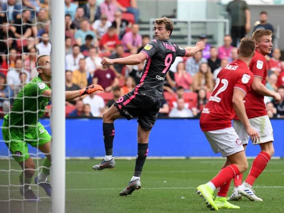 UP AND RUNNING: Leeds United's Patrick Bamford scores his side's second goal during Sunday's 3-1 win at Bristol City. Picture by Alex Davidson/Getty Images.