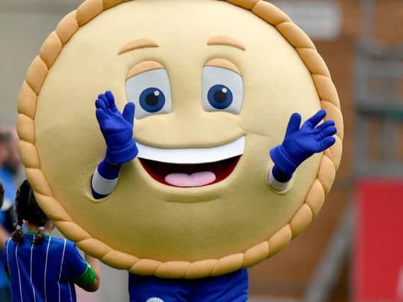 Wigan's new mascot 'Crusty the Pie'.