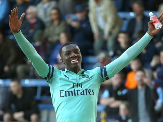 IN BIG DEMAND: Young hotshot Eddie Nketiah celebrates scoring his first Premier League goal and Arsenal's third in the 3-1 win at Burnley back in May. Picture by Nigel French/PA Wire.