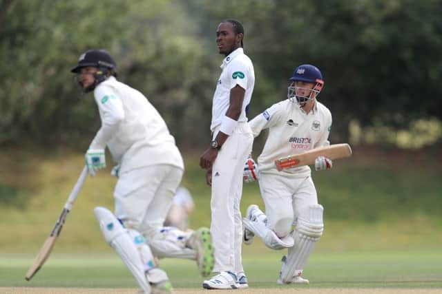 IN THE FRAME Jofra Archer, pictured on Wednesday playing for Sussex 2nd XI as part of his preparations for a possible call-up for the Lord's Test against Australia. Picture: Simon Cooper/PA