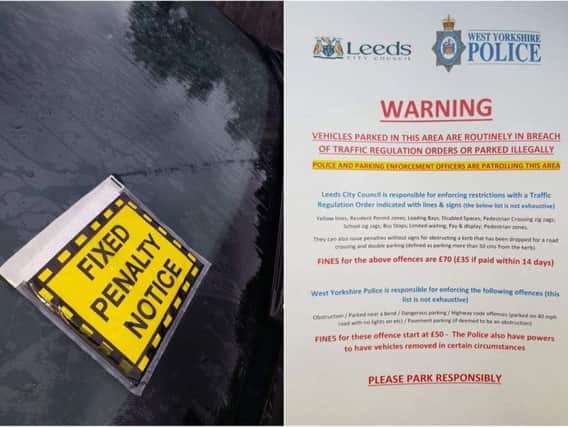 Traffic officers have been handing out warnings and notices around Headingley Stadium. Photos provided by @WYP_LeedsWest.