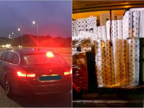 The van was pulled over and the van driver fined 300 for having too many tissues on board. Photos: West Yorkshire Police