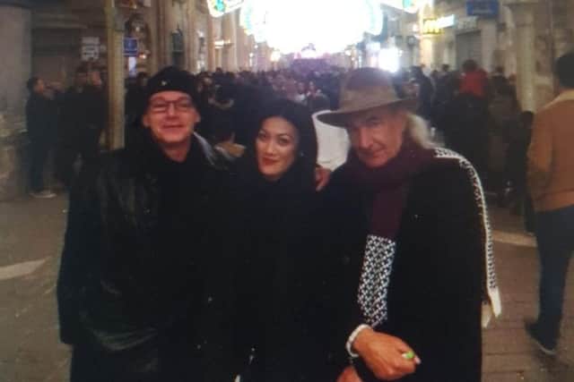 St John Lewis (left) with stepsister Vhe Mendoza and father Alfie Lewis