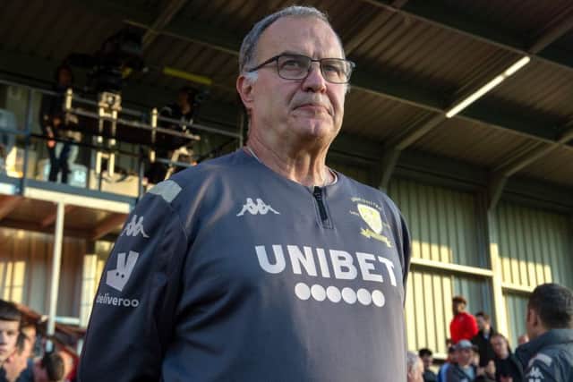 Marcelo Bielsa watches from the sidelines at Salford City.
