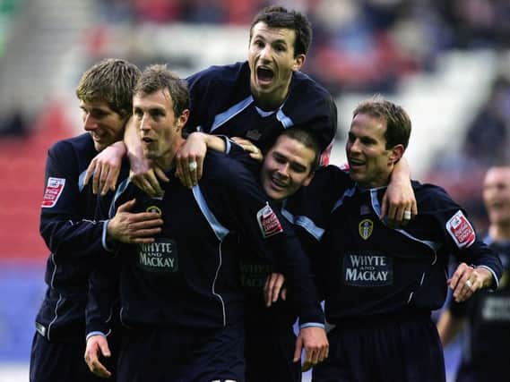 DOWN MEMORY LANE: Leeds United's Rob Hulse celebrates his equalising goal with his team mates during the FA Cup third round match at Wigan Athletic in January 2006. Photo by Alex Livesey/Getty Images.
