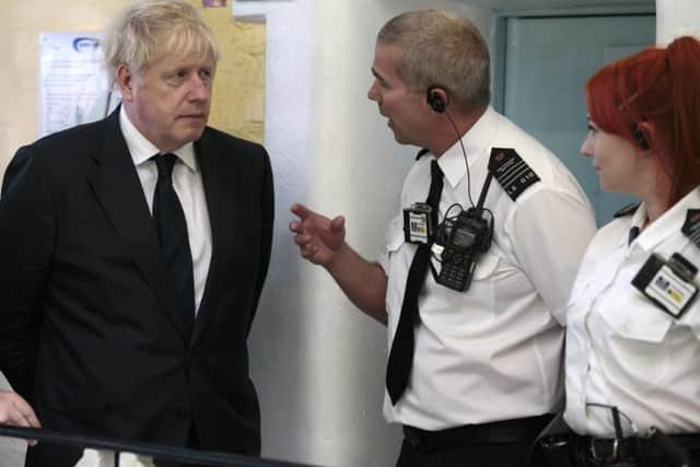 Prime Minister Boris Johnson on a recent visit to HMP Leeds. Pic: PA