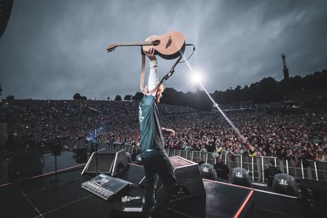 Ed Sheeran pictured on stage on Friday night in Roundhay park